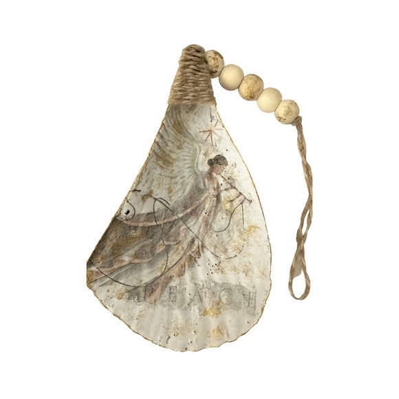 Angel Pen Shell Ornament | Gold Back & Gilded Edges - Picture 1 of 4